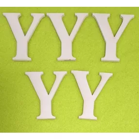 Fehér fa 5cm Y betű	5db/csomag	5cm vastagság 3mm