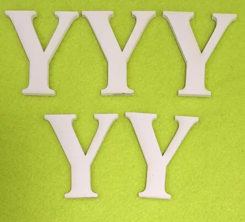 Fehér fa 5cm Y betű	5db/csomag	5cm vastagság 3mm
