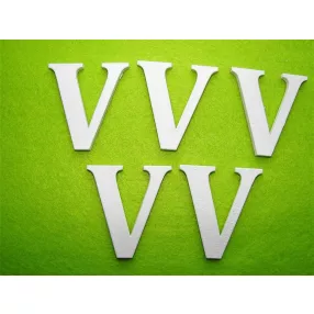Fehér fa betű  V	5db/csomag	5cm 	