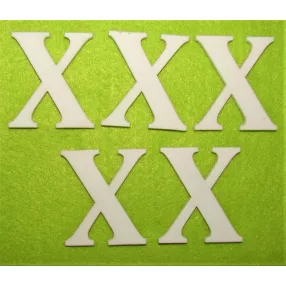 Fehér fa betű  X	5db/csomag	5cm vastagság 3mm
