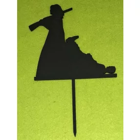   Fekete színű,,nyír rétegelt lemez Menyasszony puskával  Torta dísz	13x20cm vastagság 3mm