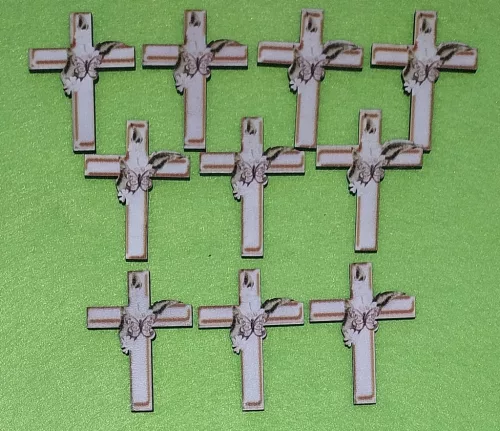 Nyomtatott fa Kicsi Pillangós fa kereszt	10db/csomag	3,8x5cm 