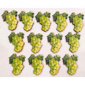    Nyomtatott fa Fehér szőlő fürt	13db/csomag	3,5x4,5cm 																																																													<wbr> 																																																													<wbr> 				
