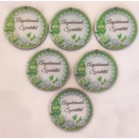   Nyomtatott fa kör Gyöngyös Anyukámnak szeretettel felirattal	6db/csomag	5cm  