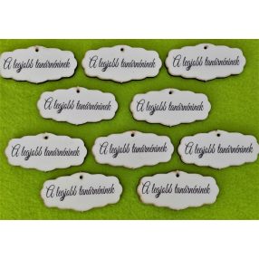   Nyomtatott Fa   Tábla A legjobb tanárnéninek Felirattal 	10db/csomag	7x3,5cm 