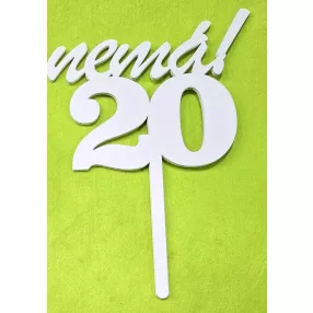   Fehér fa beszúrós Nemá! Felirattal 20 szám kövér	1db/csomag	23cm 