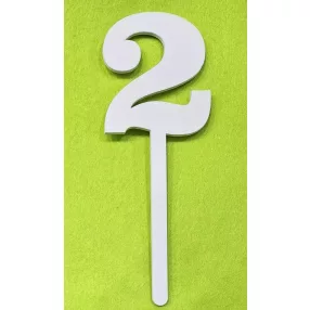  Fehér fa beszúrós 2 szám kövér	1db/csomag	18cm vastagság 3mm