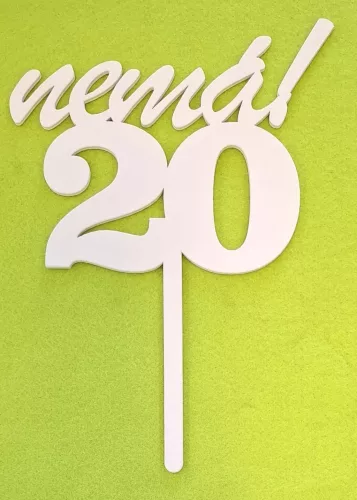 Fehérfa beszúrós Nemá! Felirattal 20 szám kövér	1db/csomag	23cm 