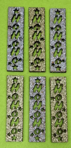 Arany és ezüst  színü ,Nyír rétegelt lemeznatúr ,Natúr,nyír rétegelt lemez HoHoHo 6db/csomag 2x8cm