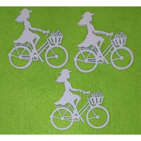   Halvány rózsaszín Fa Virágos Kerékpáros Lány	3 db/csomag	7,5x8 cm