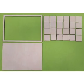   Natúr fa Adventi tábla alap 	1 szett 	29x20 cm 24db 4,5 cm kockával vastagság 3mm		