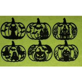   Fekete fa 6 féle halloween tök	1szett	6,5 5,5vastagság 3mm
