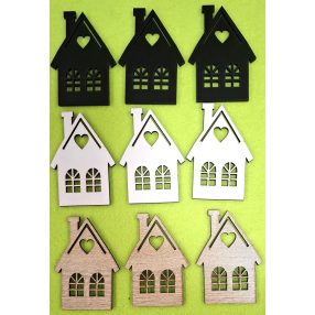   	Közepes  házikó Barna,fehér,fekete	9db/csomag	5x7 cm vastagság 2,5 mm