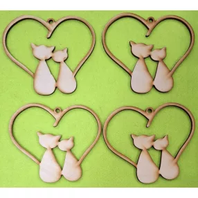   Natúr fa Cicák szívben	db/csomag	11,5x10cm  vastagság 3mm