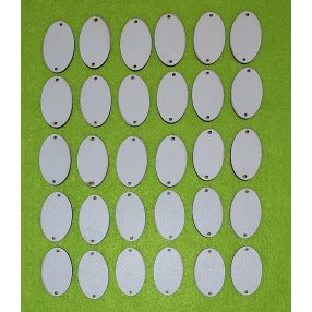 Fehér  fa  ovál tábla	30db	4x2,5cm  vastagság 3mm