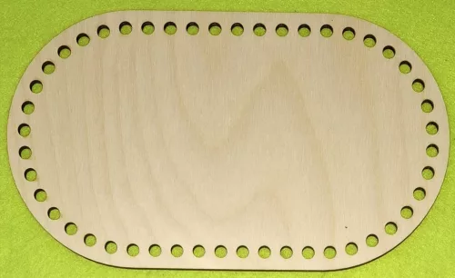 22,5x12,5 cm Natúr,nyír rétegelt lemez Horgolható Ovális  Zsebkendőtartó alap  6mm lyukkal	1db	 vastagság 3mm
