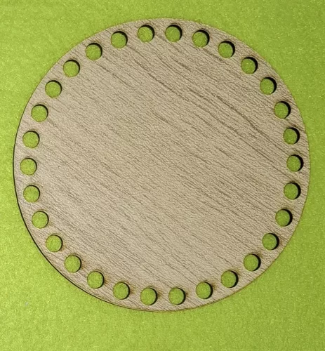 Hdf Sonoma mintás ,fa alapú HDF(nem tömörfa) Kerek Horgolható alap  7mm lyukkal	1db	12,5cm vastagság 2,5mm