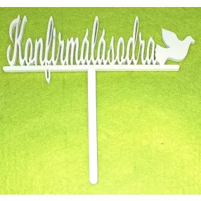   Fehér fa beszúrós dísz Konfirmálásodra 	1db/csomag	16x15cm vastagság 3mm