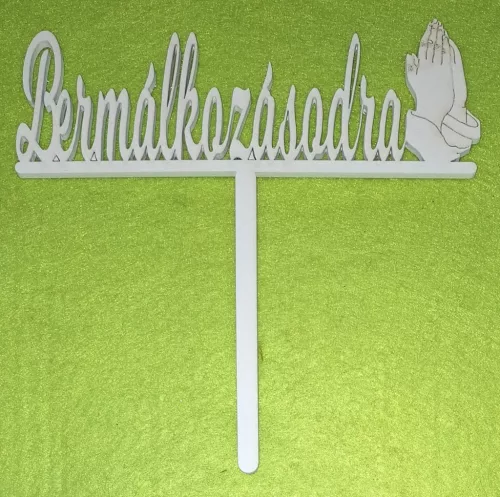 Fehér fa beszúrós dísz Bérmálkozásodra	1db/csomag	16x15cm vastagság 3mm