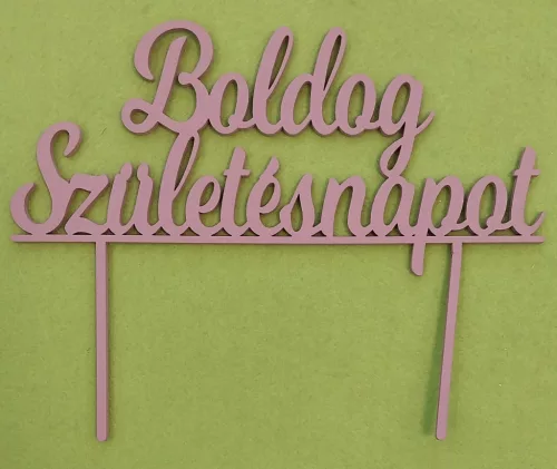 Mályva  színű nyír rétegelt lemez  Boldog születésnapot  beszúrós	1db	21x16cm vastagság 3mm
