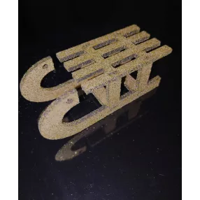     Arany Csillámos,fa alapú HDF(nem tömörfa)   3 d szánkó	1db 10x4cm 