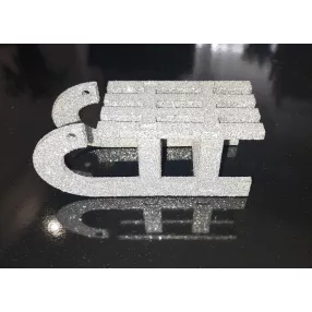   Ezüst csillámos,fa alapú HDF(nem tömörfa)   3 d szánkó	1db 10x4cm 