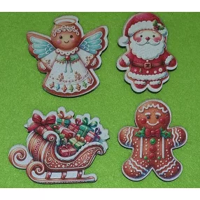 Nyomtatott fa 1 Mézeskalács   szett	4db	