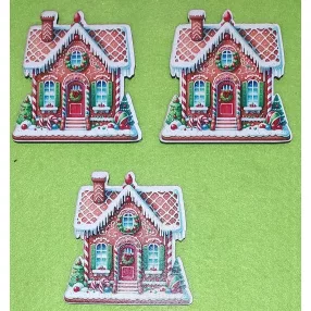 Nyomtatott fa  Mézeskalács   házikó 	3db