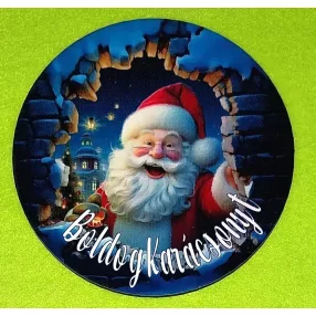   Nyomtatott  fa   Kopogtató közép  Télapós  Boldog Karácsonyt felirattal	1db	11,8cm