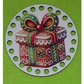   10cm kör Horgolható nyomtatott fa alap   mézeskalács ajándék doboz   7mm lyukkal 	1db	10cm vastagság 2,5mm	