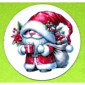   	Nyomtatott fa kopogtató közép   Aranyos télapó    	1db	11,8cm vastagság 3mm	