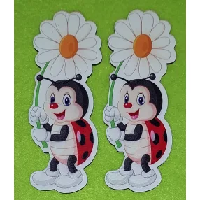   Nyomtatott Fa  Közepes Katica margarétával	2db/csomag	5x13cm vastagság 3mm	