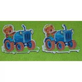   Nyomtatott fa  Traktor macival	2db/csomag	9,5x7,5 cm vastagság 3mm	