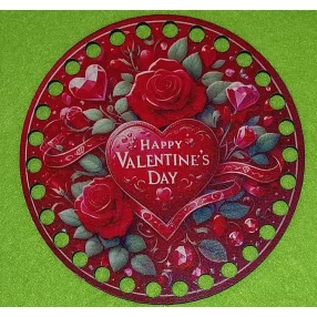    12cm kör Horgolható nyomtatott fa alap  Valentin napi   7mm lyukkal 	1db	12cm cm vastagság 2,5mm	