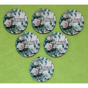    Nyomtatott Fa Sárga rózsás sárga háttér Dédinek felirattal 	6db/csomag	5cm vastagság 3mm	