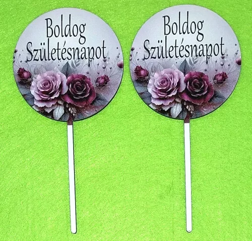  Beszúrós Nyomtatott ,fa alapú HDF(nem tömörfa)    ovális tábla Bordó rózsás    Boldog születésnapot felirattal 	2db/csomag	7,5x15cm vastagság 2,5mm	