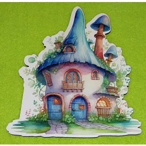   Nyomtatott fa Kék sapkás gomba ház	1db/csomag	15x15cm vastagság 3mm	