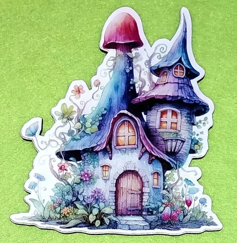 Nyomtatott fa Lila  sapkás gomba ház	1db/csomag	11,8x11cm vastagság 3mm	