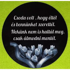    Nyomtatott fa  Kerek kopogtató közép     tulipános  Csoda volt,hogy éltél..........	1db/csomag	15cm vastagság 3mm	