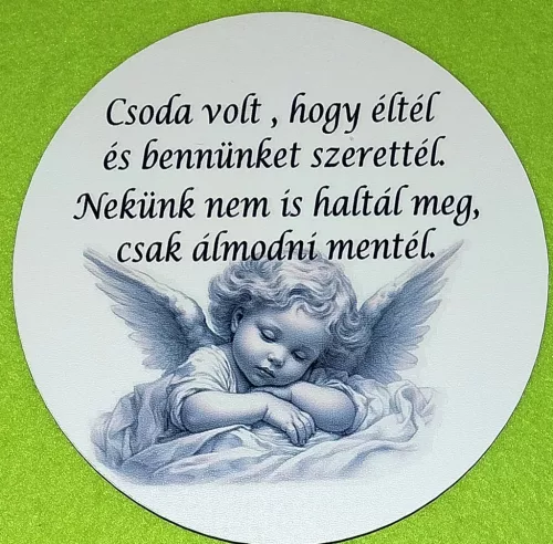 Nyomtatott Fa Kerek kopogtató közép    Angyalkás  tábla Csoda volt,hogy éltél..........	1db/csomag	15cm vastagság 3mm	