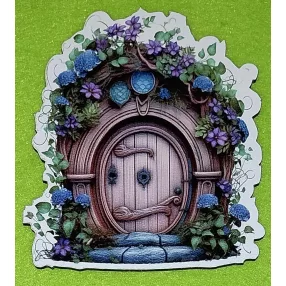   Nyomtatott fa Lila Virágos manó ajtó  	1db/csomag	10,5x9,5 cm vastagság 2,5mm	