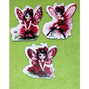   Nyomtatott fa Katica tündér 	1szett/csomag 3db	Magasság 7 cm cm vastagság 3mm	