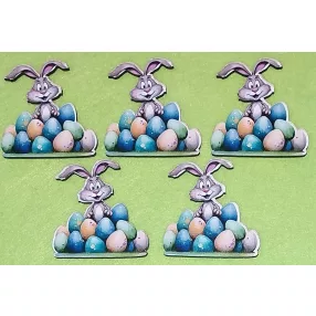   Nyomtatott Fa Nyuszi  tojás kupac mögül 	5db/csomag	6x6 cm vastagság 3mm	