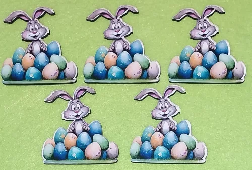Nyomtatott Fa Nyuszi  tojás kupac mögül 	5db/csomag	6x6 cm vastagság 3mm	