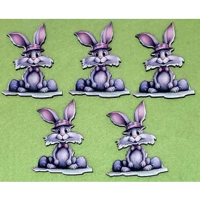   Nyomtatott Fa Nyakkendős nyuszi	5db/csomag	6x6,5 cm vastagság 3mm	