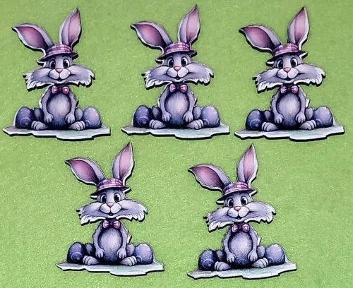 Nyomtatott Fa Nyakkendős nyuszi	5db/csomag	6x6,5 cm vastagság 3mm	