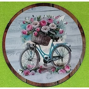   Nyomtatott Fa kerek kopogtató közép Kerékpár deszkás fehér deszkás háttérel	1db/csomag	11,8 cm vastagság 3mm	