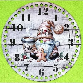   20 cm Horgolható Barna Deszkás óralap  manós mézivel  7mm lyukkal 	1db vastagság 2,5mm	