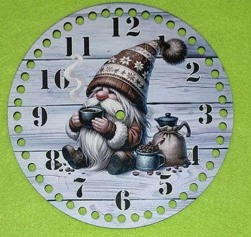 20 cm Horgolható óralap Kávézó manó    7mm lyukkal 	1db vastagság 2,5mm	