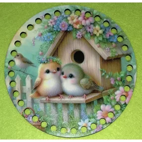   	15cm Horgolható nyomtatott fa alap 7mm lyukkal  Kis madár pár madár ettö előtt  	1db/csomag	15cm vastagság 2,5mm	